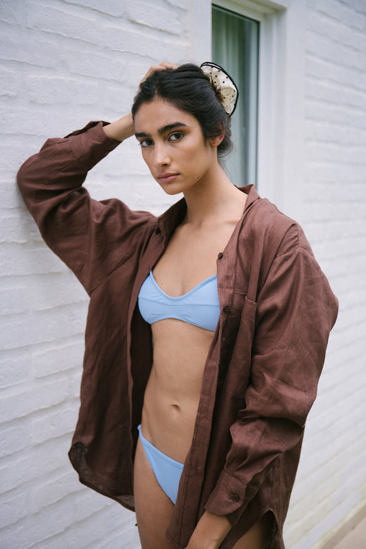 CAMISA OSLA MARRÓN DE LINO